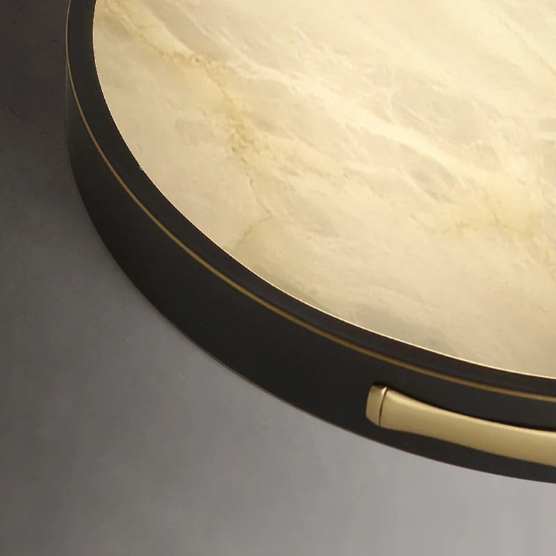 plafonnier led carré circulaire en laiton et marbre