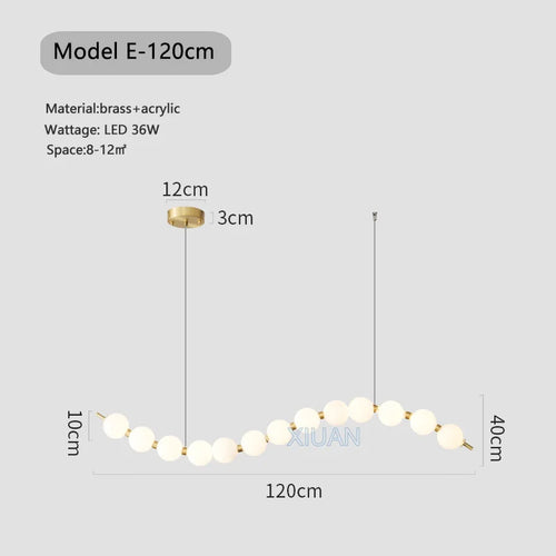 lustre suspension en acrylique blanc avec perles - vue 12 sur 16