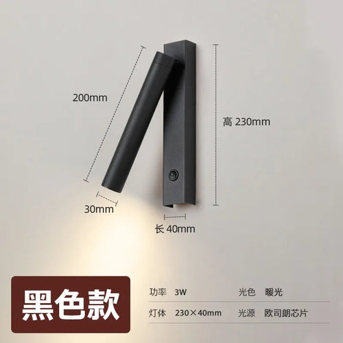 applique murale led minimaliste rotative et réglable avec interrupteur - vue 9 sur 8
