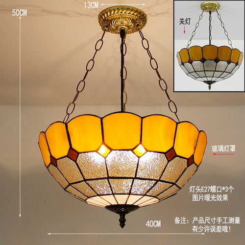 suspension en verre teinté style tiffany pour décoration intérieure - vue 14 sur 26
