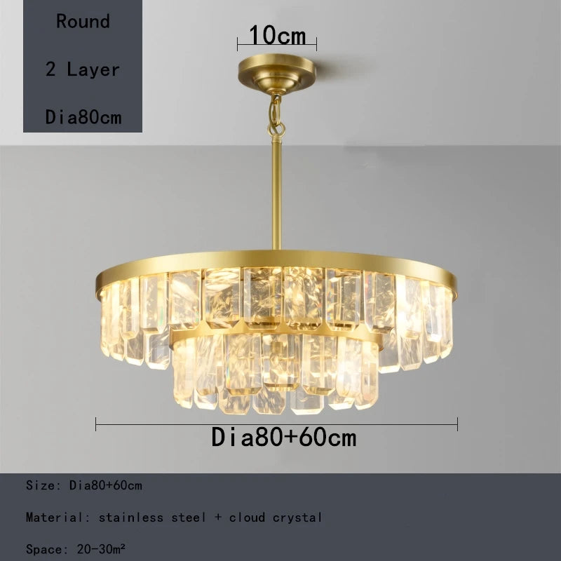 lustre en cristal multicouche nuage et brume pour hôtel avec corps en acier - vue 13 sur 15
