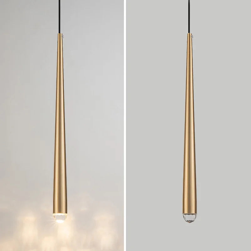 suspension conique en tube long en acrylique et cuivre pour bar et magasin