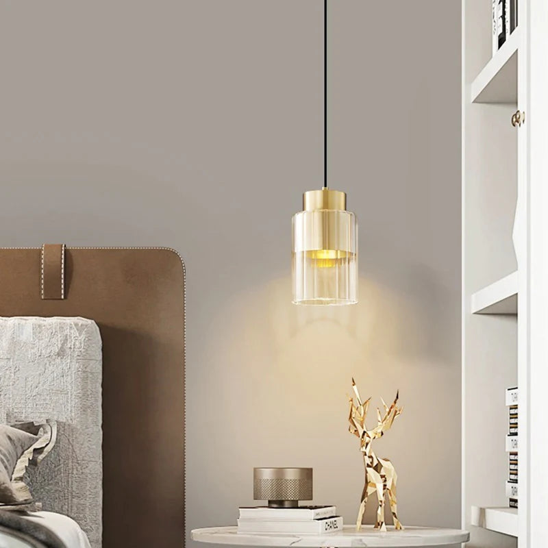 lampe suspendue nordique en verre et laiton fil réglable