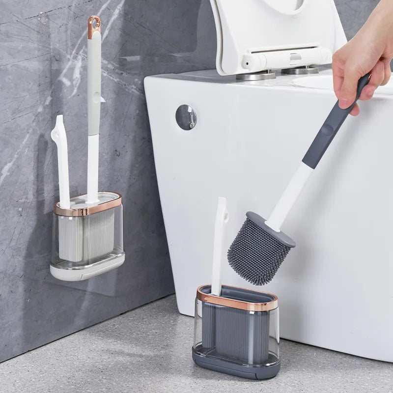 ensemble de brosses de toilette avec support mural pour salle de bain - vue 3 sur 8
