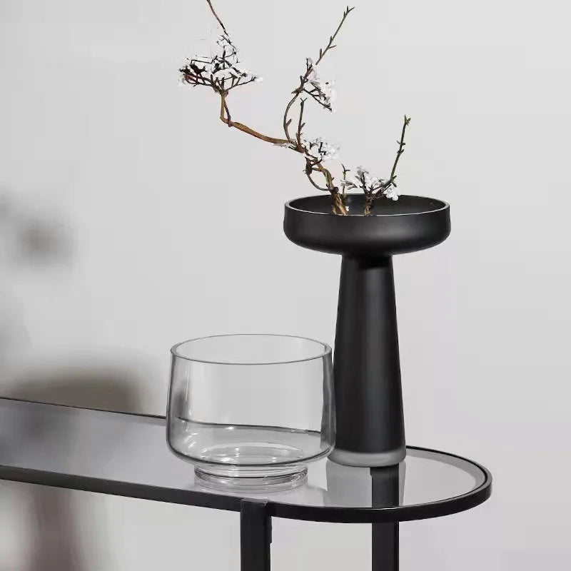 vase en verre givré pour décoration intérieure fleurs séchées et hydroponique - vue 3 sur 12