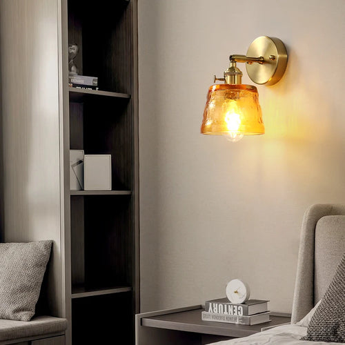 applique murale nordique en cuivre avec abat-jour en verre led