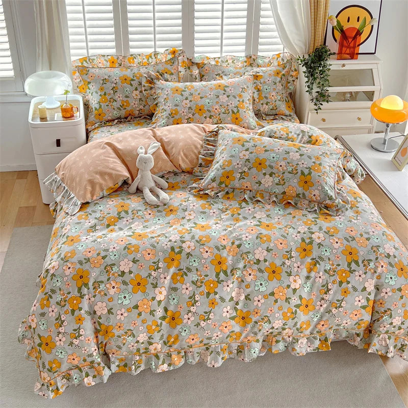 housse de couette florale en pur coton pour fille