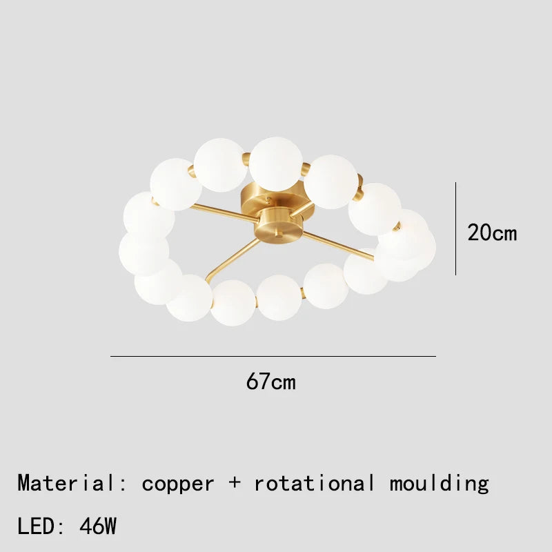 lustre à led avec anneau en cuivre et boule acrylique - vue 8 sur 10