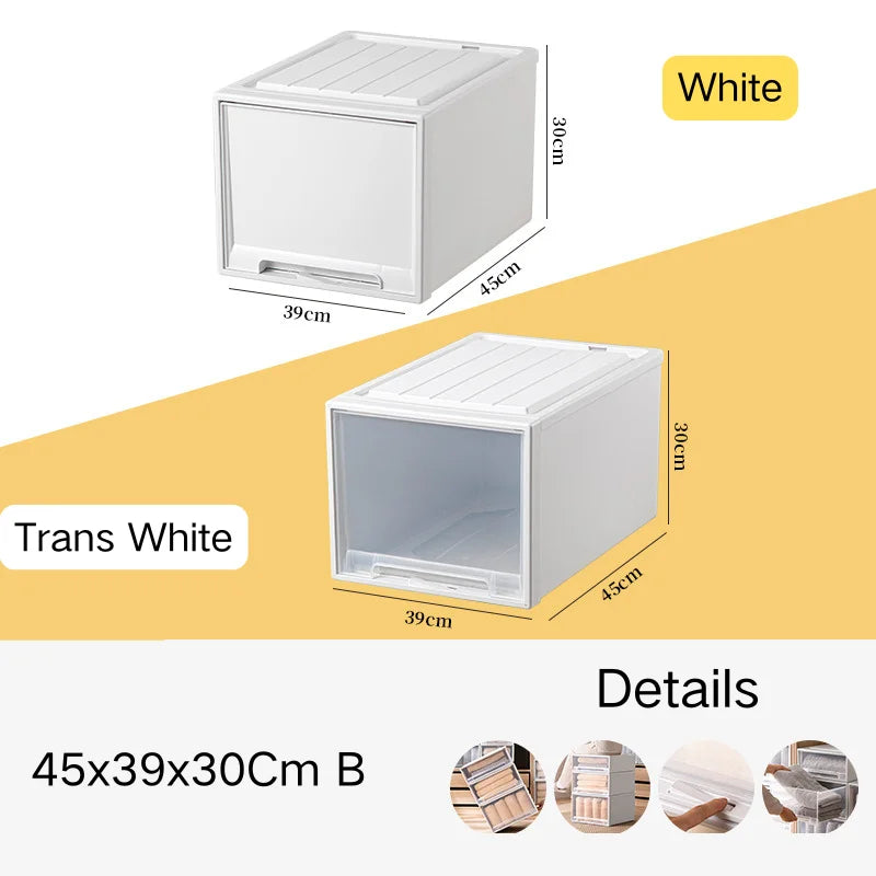 tiroirs empilables en plastique transparent pour rangement pratique - vue 14 sur 48
