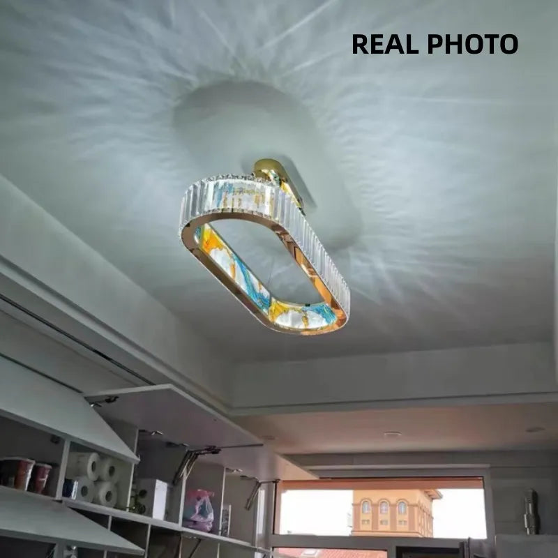 lustre led dimmable moderne en acier cercle décoratif - vue 6 sur 14