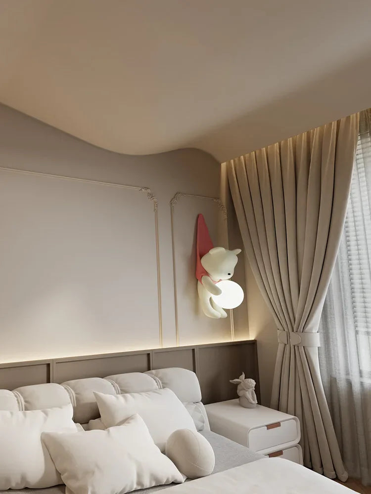 applique murale Style crème résine ours nordique LED salon chambre enfants chambre moderne créatif décor à la maison