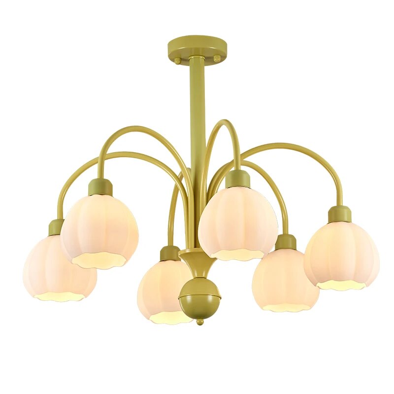 lustre chambre coucher style citrouille pastorale verre - vue 5 sur 7
