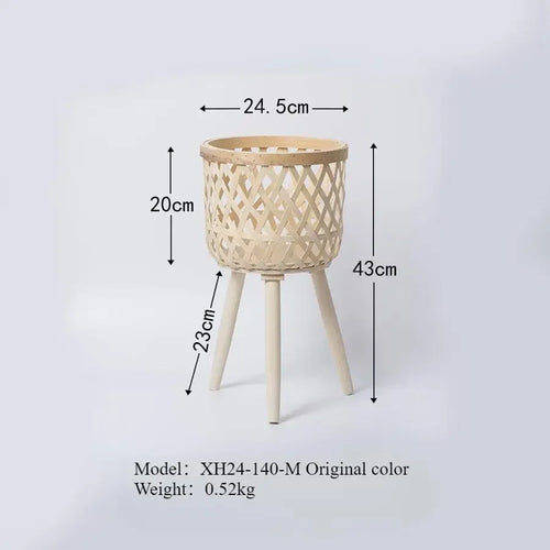 support de fleurs en rotin tressé pour décoration intérieure