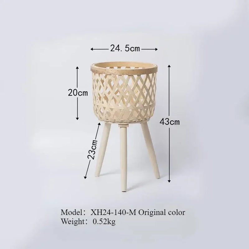 support de fleurs en rotin tressé pour décoration intérieure