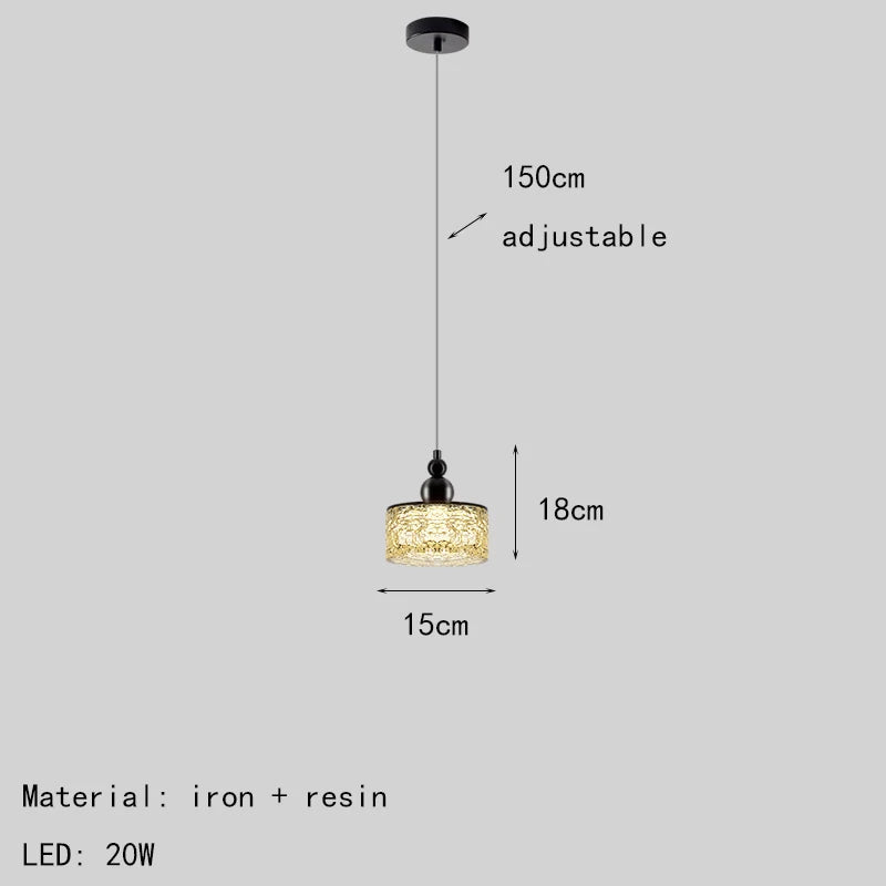 plafonnier led en résine transparente et métal noir style moderne - vue 7 sur 7