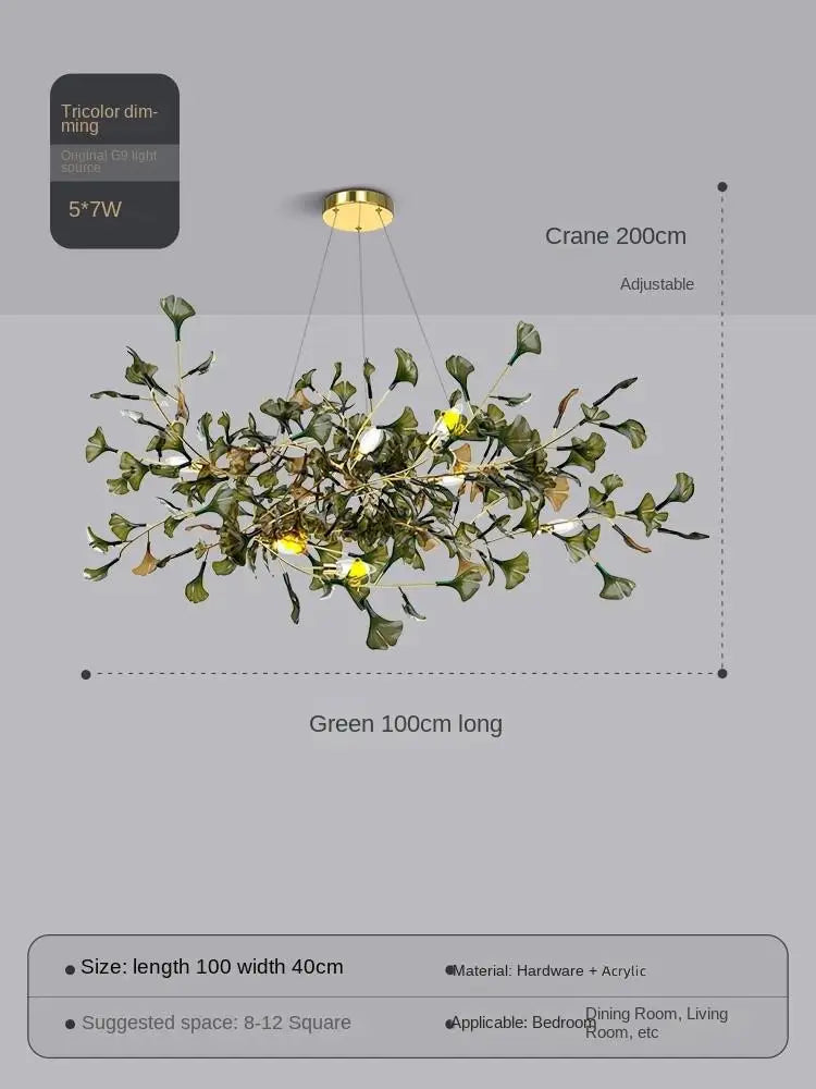 suspension moderne en ginkgo en verre personnalisée pour un éclairage élégant
