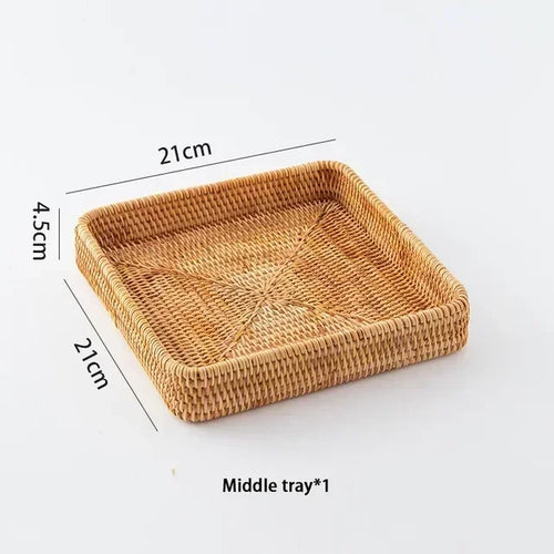 panier de rangement tissé en rotin pour cuisine et pique-nique - vue 14 sur 22
