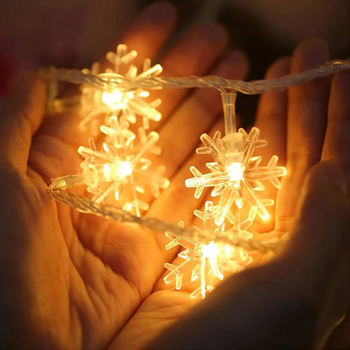 guirlande lumineuse flocon de neige pour décorations de Noël et fêtes - vue 3 sur 9