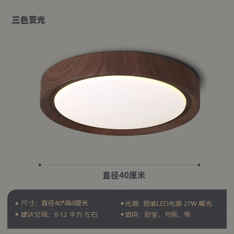 plafonnier led design nordique en bois et fer décoratif - vue 9 sur 11