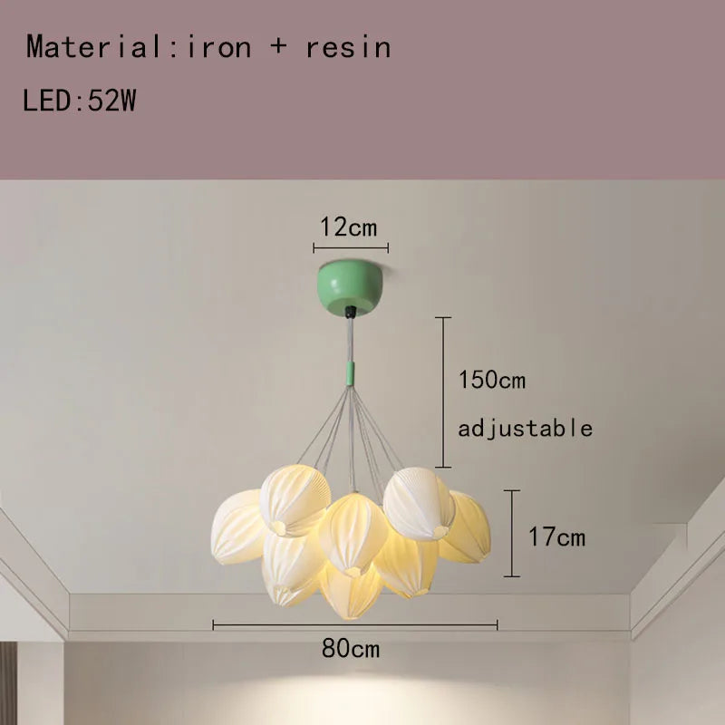 lustre en résine avec abat-jour romantique en métal - vue 13 sur 14