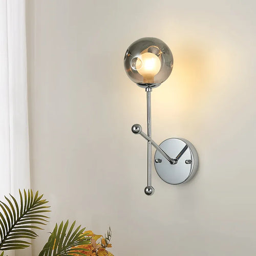 applique murale verre gris fumée claire métal chromé