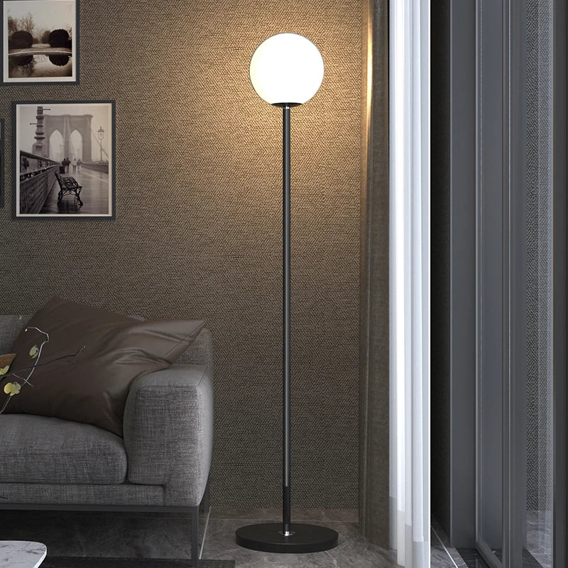 Lampadaire verre moderne blanc noir E27