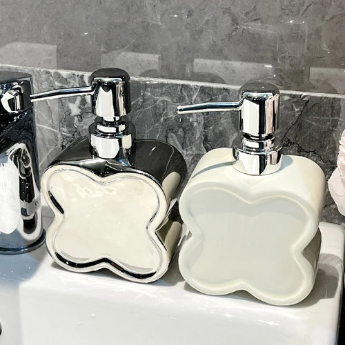 bouteille en céramique créative en forme de fleur pour gel et savon - vue 5 sur 10