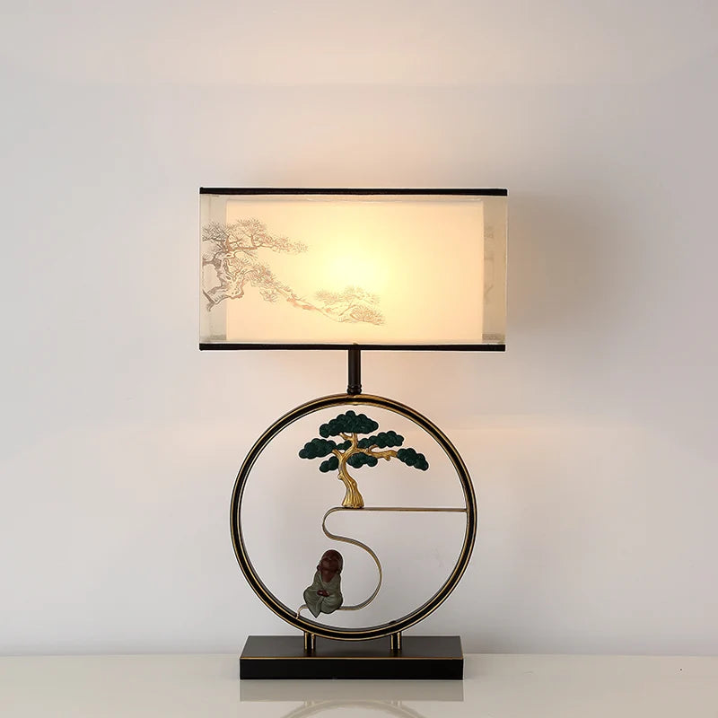 lampe de table style chinoiserie rétro pour salon de thé - vue 3 sur 7