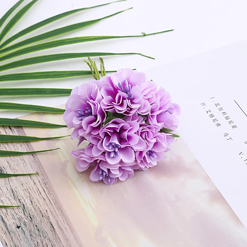 bouquet de mini fleurs d'hortensia artificielles pour décoration et bricolage - vue 7 sur 15