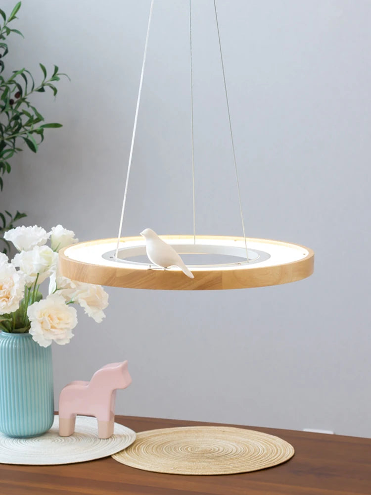 suspension ronde à led en bois pour éclairage commercial et industriel - vue 4 sur 10