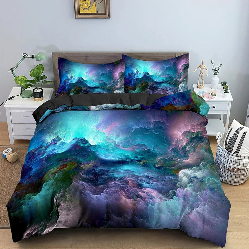 housse de couette galaxy space univers psychédélique taille queen