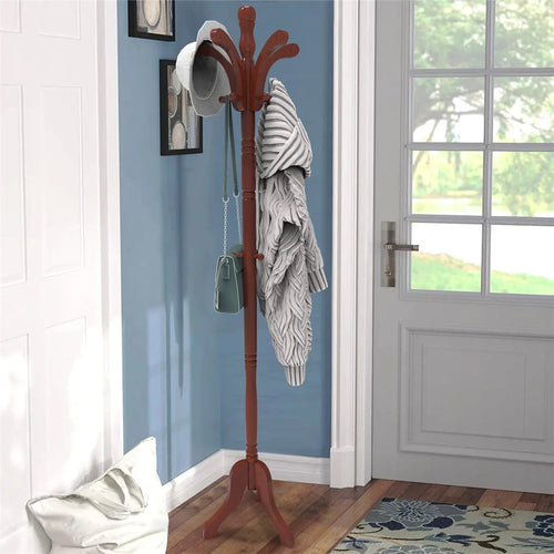 porte-manteaux en bois massif trépied pour sac vêtements et accessoires - vue 2 sur 7