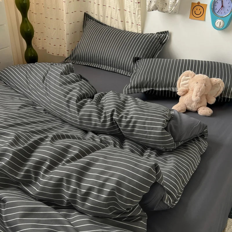 housse de couette rayée douce plusieurs tailles disponibles