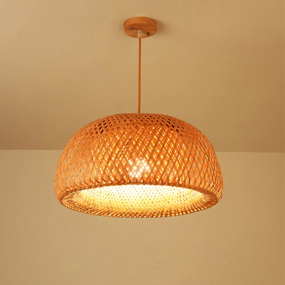 lampes suspendues style chinois tricotées à la main en bambou - vue 6 sur 16