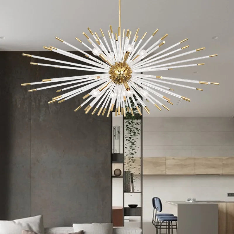 lustre de luxe en forme de pissenlit éclairage décoratif en stock - vue 6 sur 12