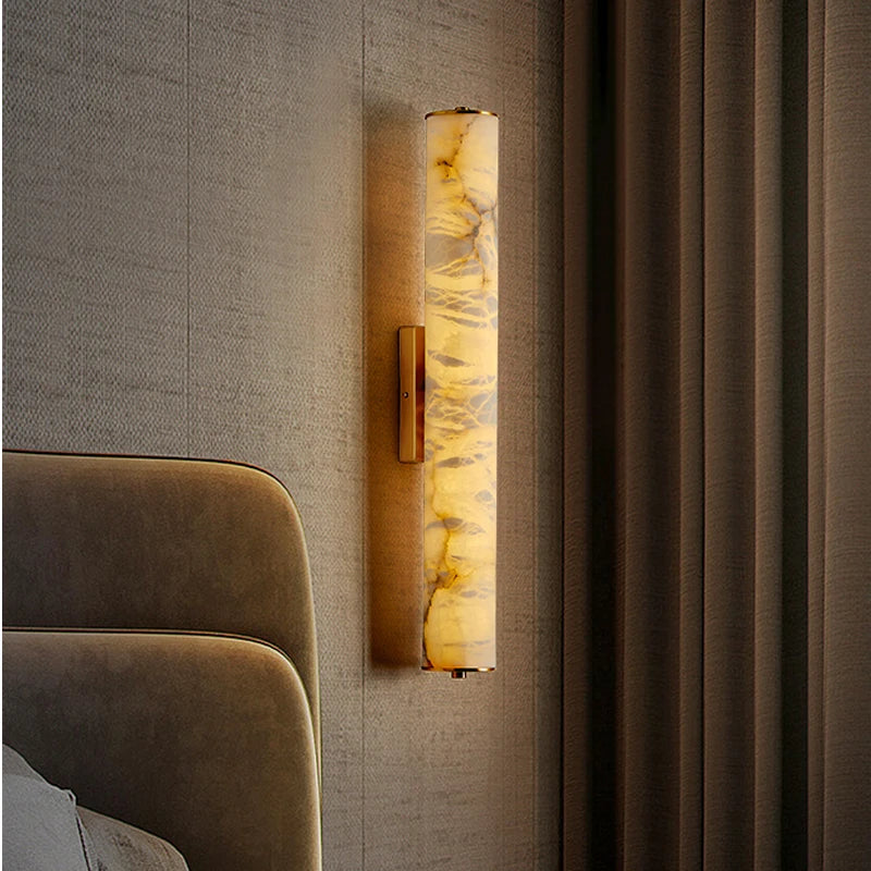 lampe frontale wabi sabi en marbre pour maquillage de luxe