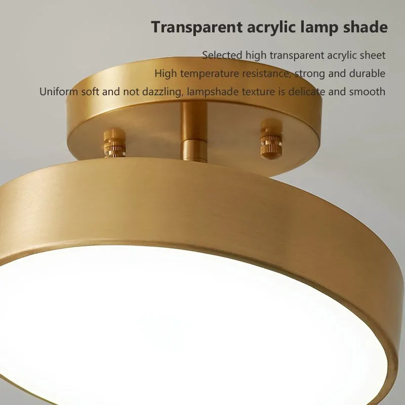plafonnier cuivre led simple rond vestiaire - vue 6 sur 12