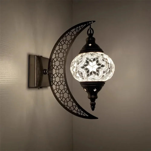 applique murale rétro bohème en forme de lune décorative artisanale - vue 13 sur 14