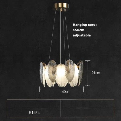 lustre suspendu led art déco en cristal et plumes blanches et grises