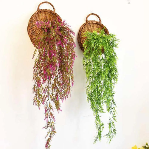 jardinière murale en rotin et osier pour plantes - vue 4 sur 12