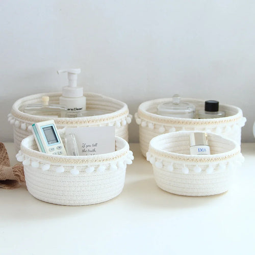 panier de rangement tissé portable pour jouets et bureau - vue 2 sur 9