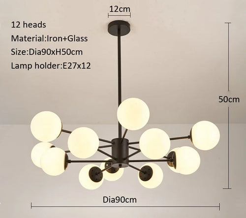 lustre moderne en verre pour intérieur lumineux