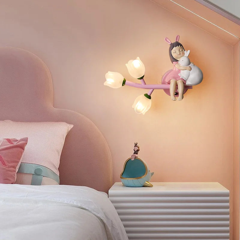 applique murale led g4 fille lapin fleur pour enfants - vue 5 sur 22