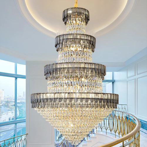 lustre luxe cristal design contemporain pour salon et hôtel - vue 4 sur 14