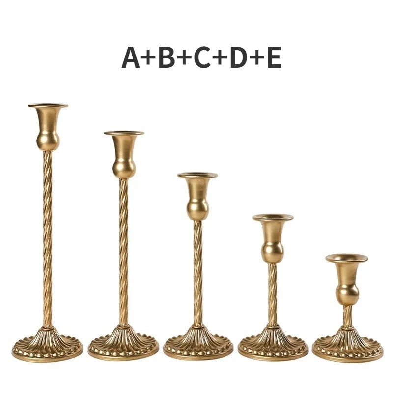 kit de bougeoirs décoratifs en laiton doré pour mariage et dîner - vue 17 sur 18
