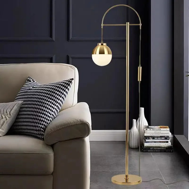 lampadaire rétro doré design nordique pour intérieur élégant - vue 5 sur 7
