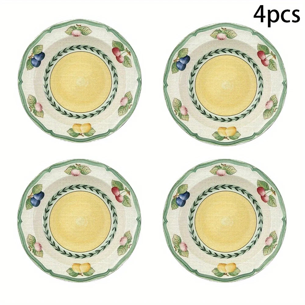 set de table motif fruits fleurs style champetre