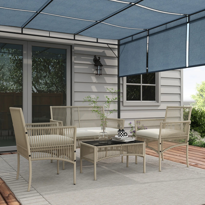 ensemble de meubles de jardin en rotin 4 pièces