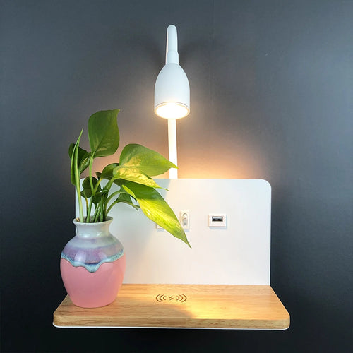 applique murale led intérieur usb sans fil moderne rotative 360° interrupteur veilleuses chevet - vue 4 sur 8