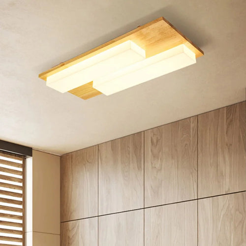plafonnier led moderne en bois véritable 4/6/9 têtes luminaire intérieur - vue 5 sur 12